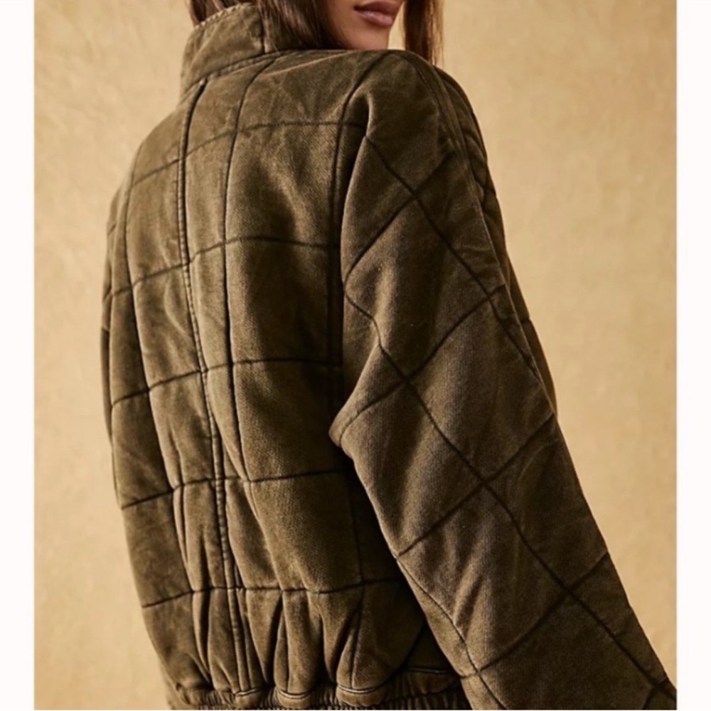 NWT Free People Dolman Quilted Jacket Dusty Military Sz L Boho Cottagecore Retro - Picture 8 of 10